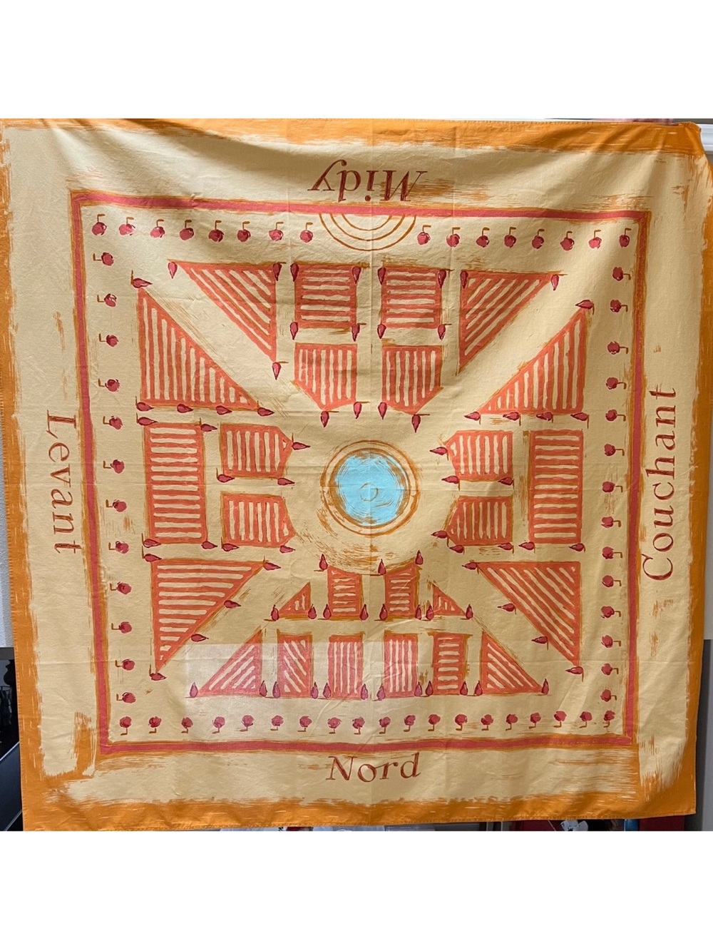Pierre Frey Paris FRENCH GARDEN Tablecloth Cotton 67" Square Orange Gold Fall